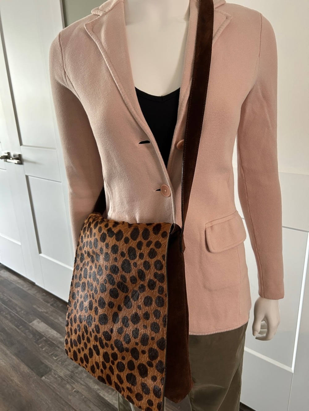 Holt Renfrew Suede & Calf Hair Leopard Crossbody Bag - Picture 3 of 14